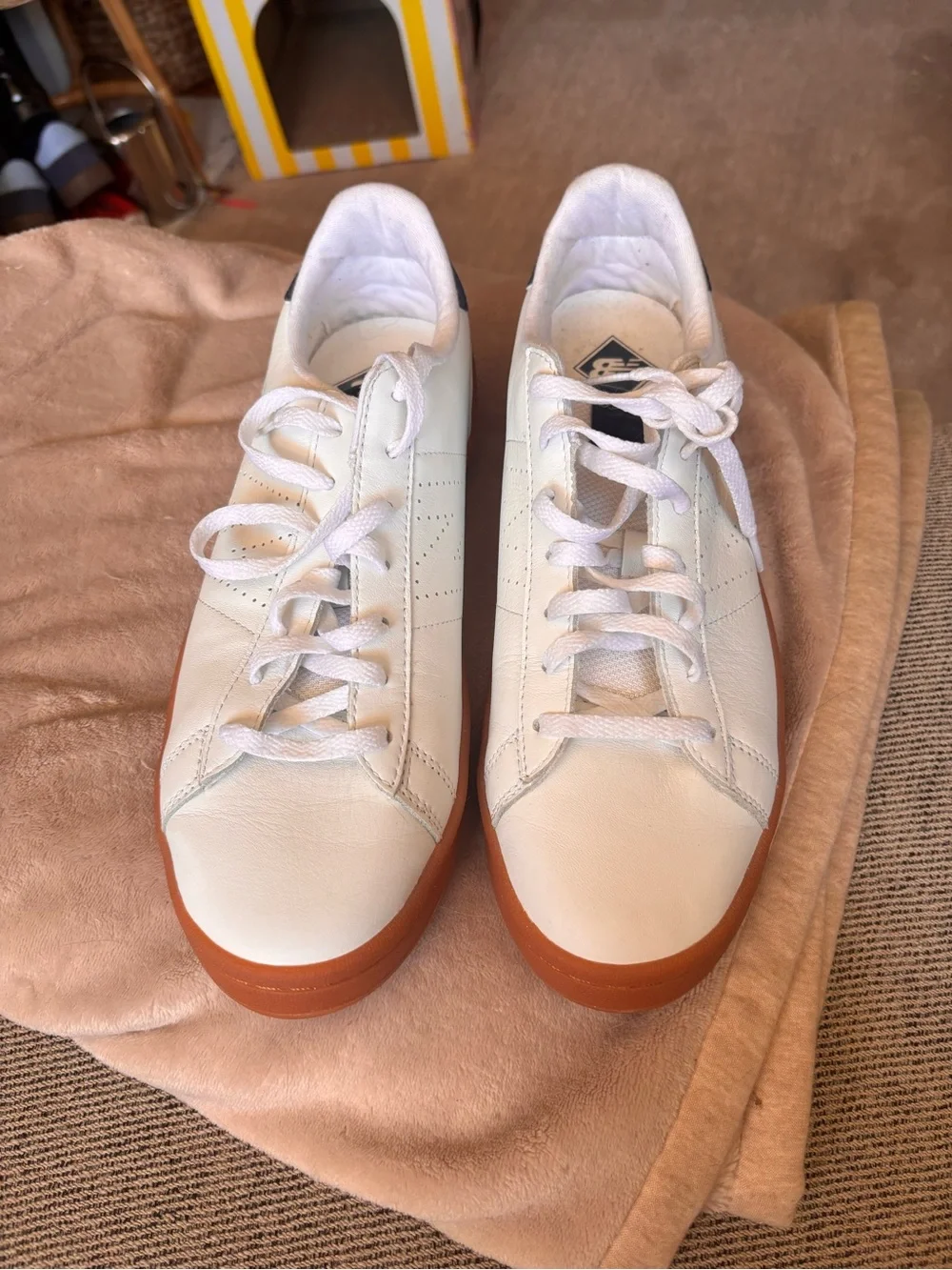 New Balance for Jcrew 791 White Leather Sneakers with Gum Outsole